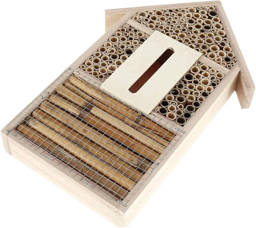 ANCLLO Grosses Bienenhaus Hotel Schmetterlingshäuser Outdoor Multi Qualität Natur Holz Insektenhotel