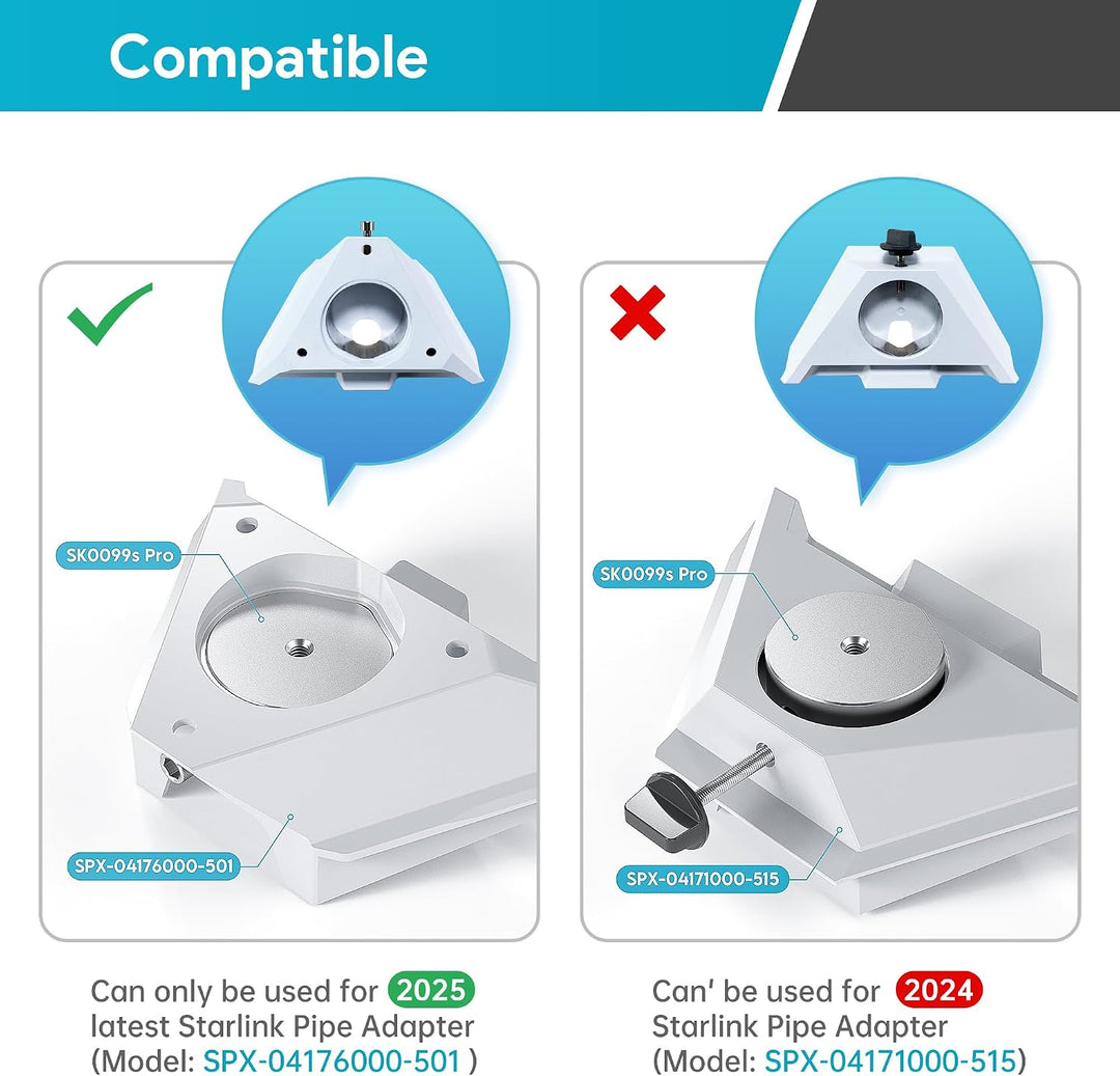 Starlink Mini Halterung Stativadapter für Starlink Mini & Mini X | Aluminium Starlink Rohr Adapter,