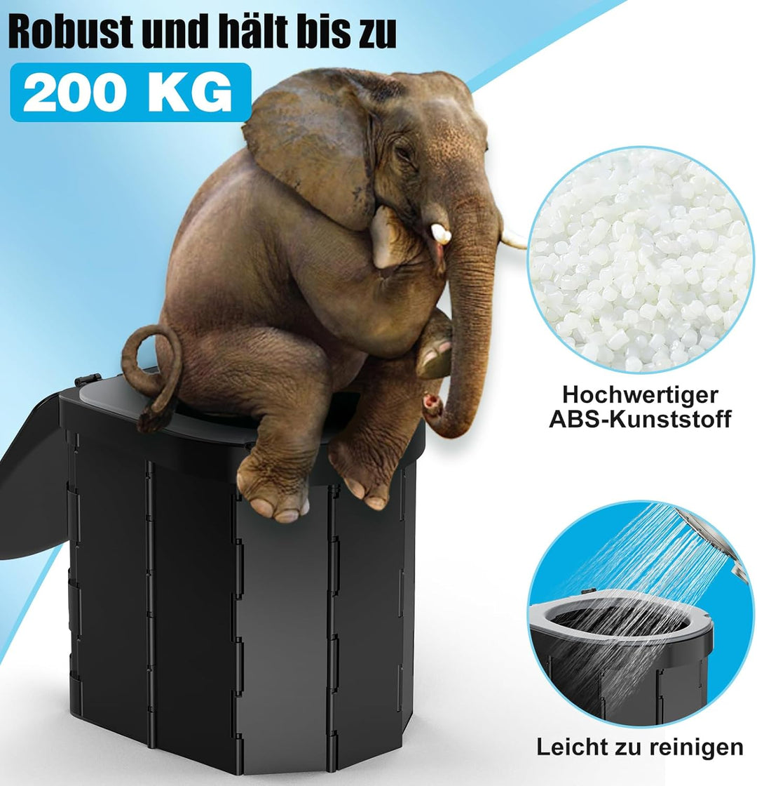 WADEO Tragbare Campingtoilette mit EVA-Komfortsitz, Faltbare Toilette Klapptoilette belastbar bis zu