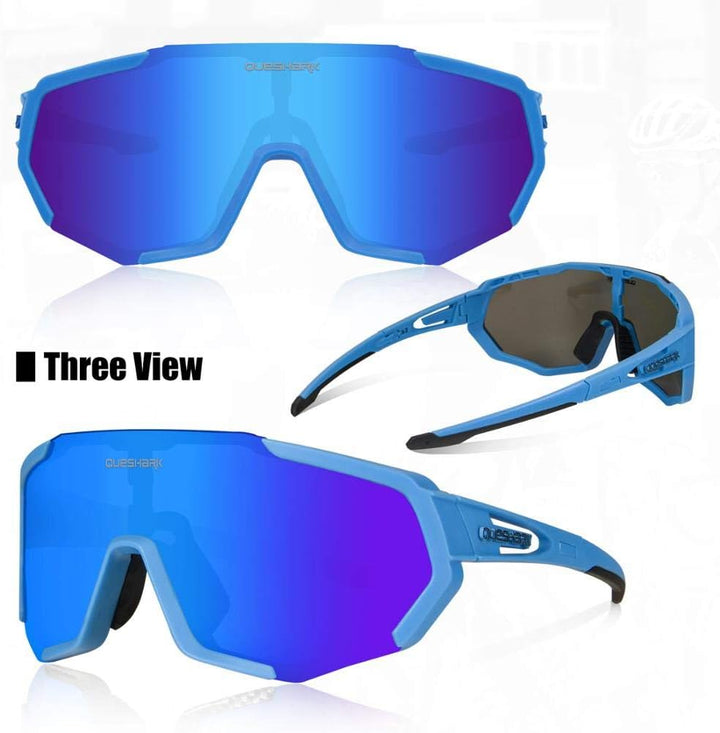 Queshark Fahrradbrille, TR90 Unbreakable Frame Polarisierte Sportsonnenbrille, Fahrradbrille für Män