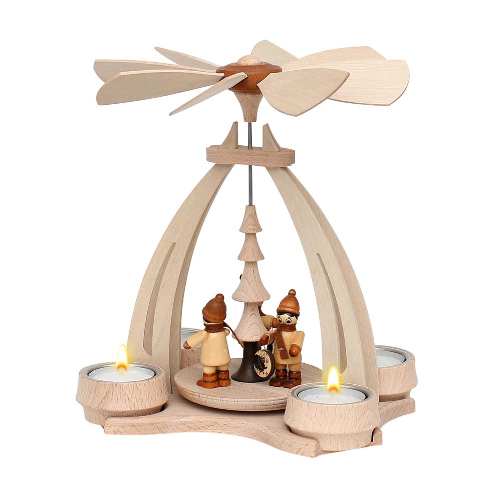 Dekohelden24 Tisch-Pyramide aus Buchenholz 3 Laternenkinder, ca. 24 cm, Laternenkinder
