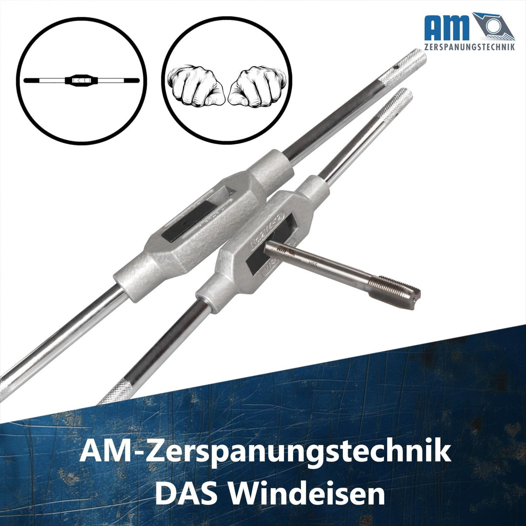 Windeisen | verstellbares PRO Windeisen für Gewindebohrer | Auswahl verschiedener Halter, verstellba