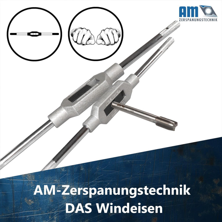 Windeisen | verstellbares PRO Windeisen für Gewindebohrer | Auswahl verschiedener Halter, verstellba