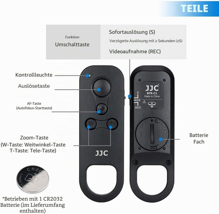 JJC BR-E1 Bluetooth Fernauslöser Fernbedienung für Canon EOS R10 R7 R6 R5 R3 R RP 90D 77D 850D 800D