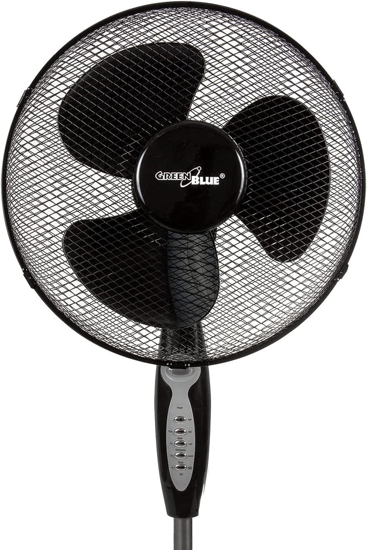 Green Blue GB580 Standventilator 40 cm mit Fernbedienung | 40W Motor & 3 Stufen | Oszillation 100° |