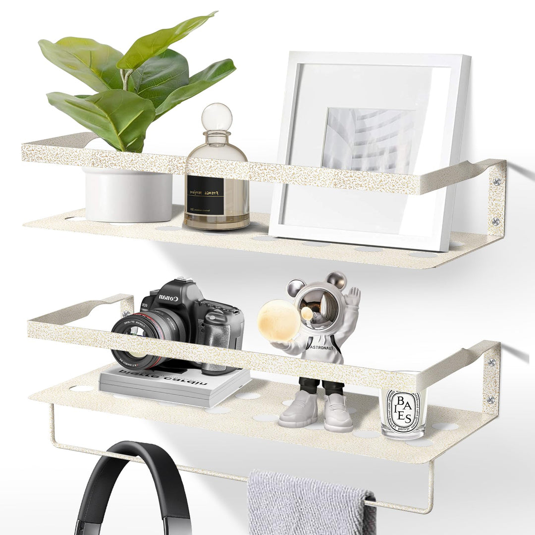 Uten Wandregal Metall, Bad Regal Kücheregal 2er Set, Metallregal Wand 40cm mit Handtuchhalter, für W