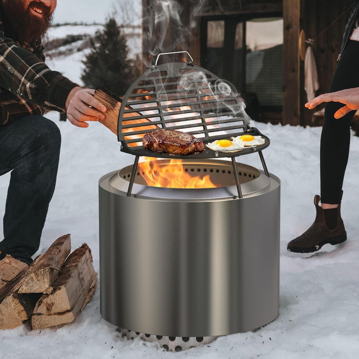 Onlyfire Gusseisen Grillplatte Plancha für Solo Stove Bonfire 19,5“ Feuerstelle, Gussplatte mit Abne