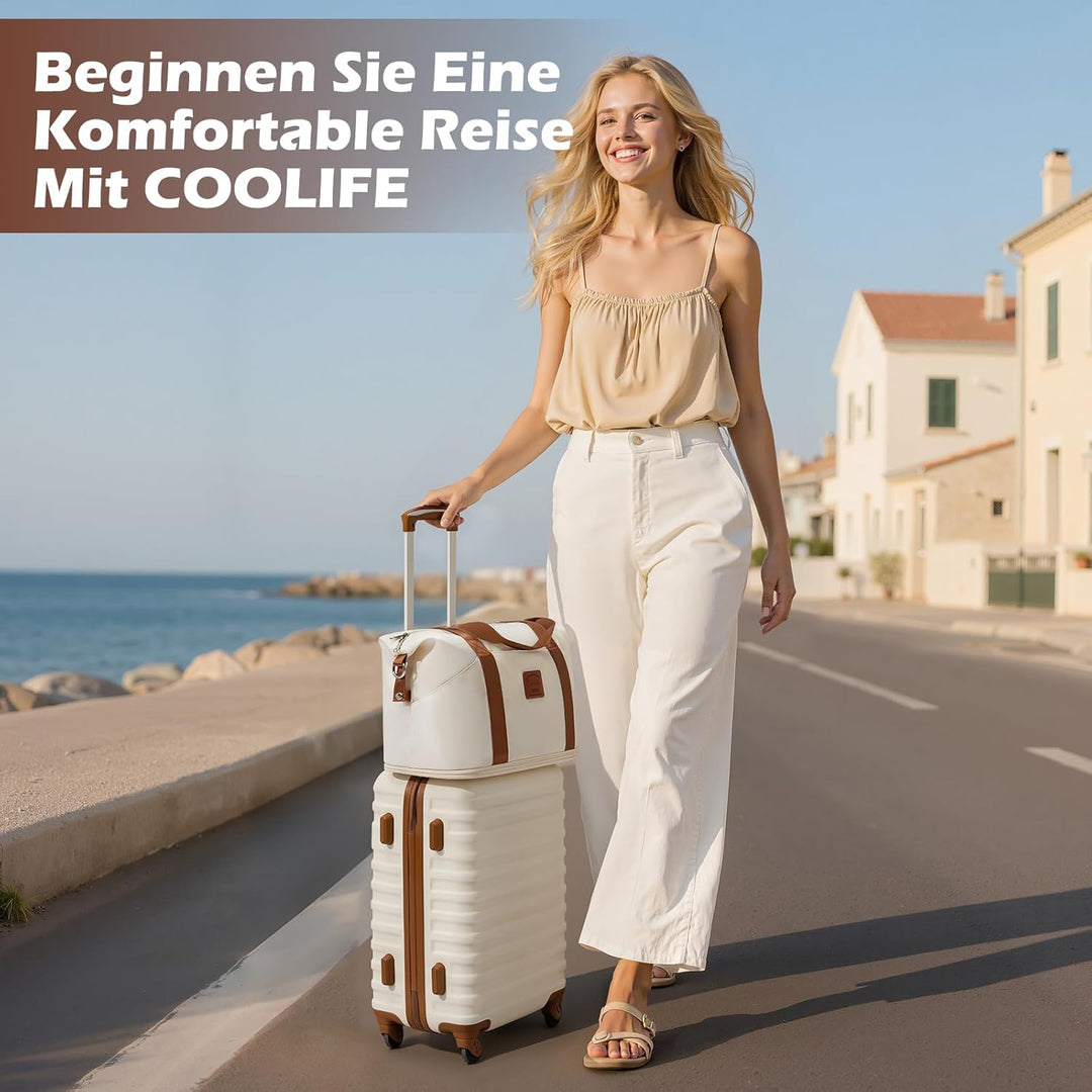 COOLIFE Koffer Trolley Koffer Reisekoffer von ABS Hartschalen Trolley 4 Rollen TSA-Schloss Der Koffe