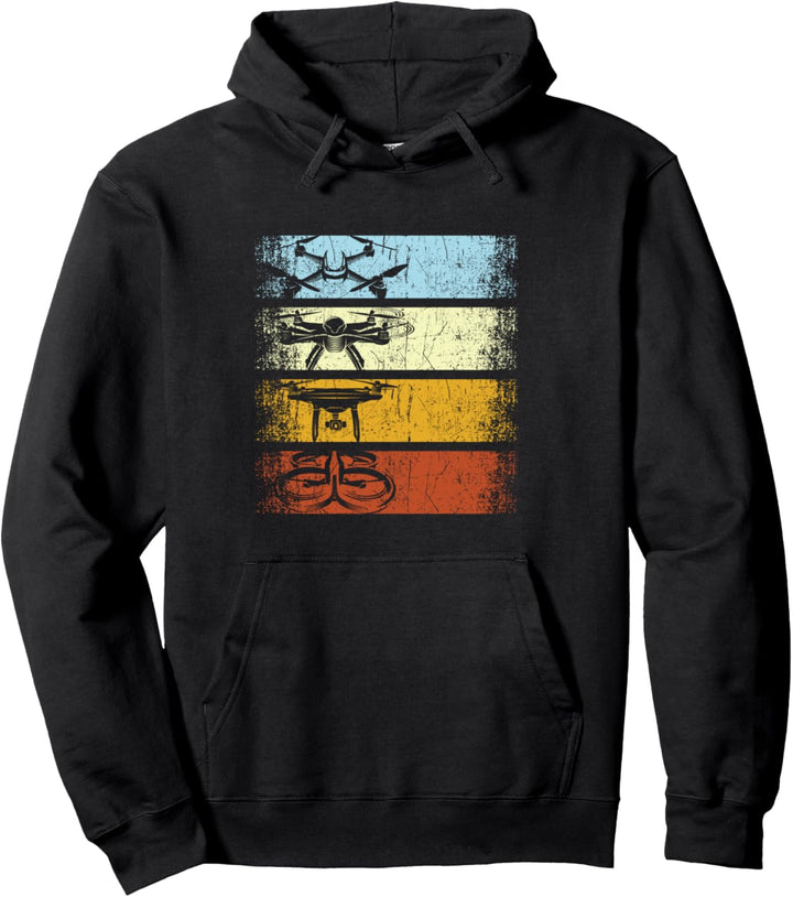 Retro Vintage Drohne Drohne Quadrocopter Drohne Pilot Pullover Hoodie