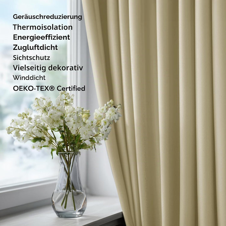 Deconovo Verdunkelungsgardinen Blickdichte Vorhänge mit Ösen Thermovorhang Kälteschutz Thermogardine