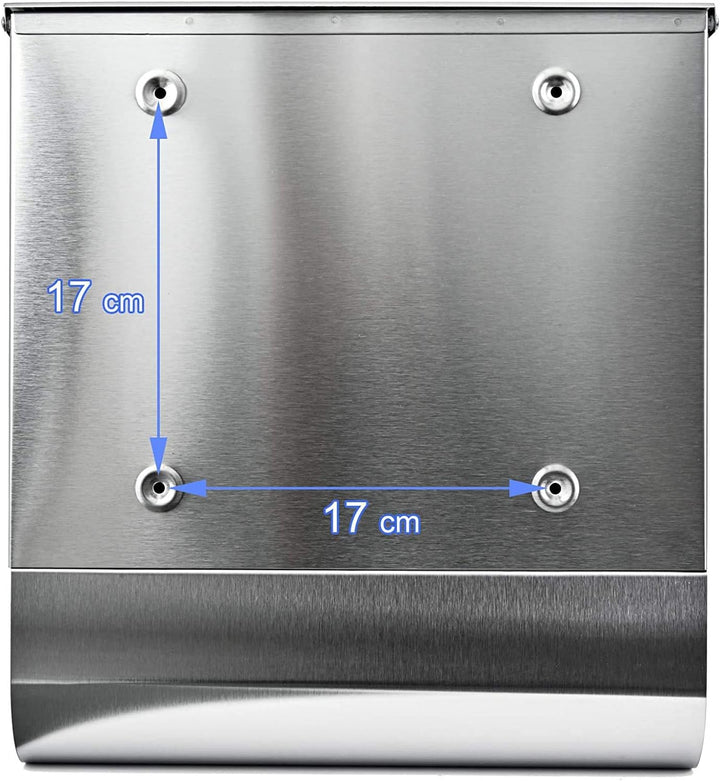 Personalisierter Briefkasten mit Zeitungsfach und 3 Sichtfenster, Edelstahl Postkasten Designer Wand