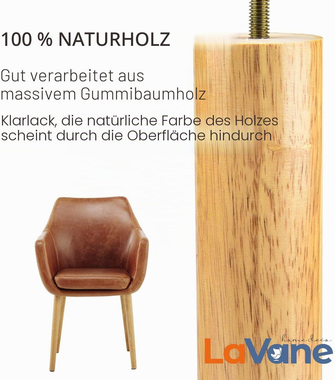 25cm Holz Tischbeine, La Vane 4 Stück Massivholz Konisch Ersatz Möbelfüsse Möbelbeine mit Montagepla