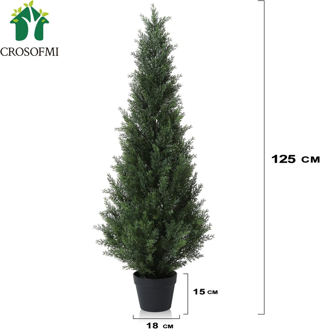 CROSOFMI Künstliche Pflanzen Gross Zedernbaum 125 cm Kunstpflanzen Wie Echt im Topf Plastik Fake Pla