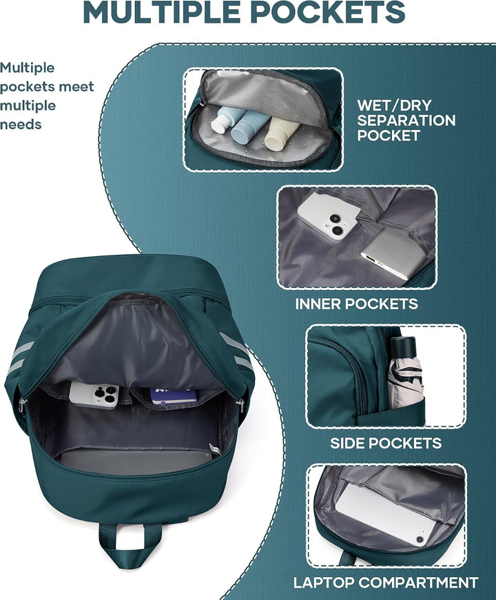 SZLX Sportrucksack für Frauen mit Schuhfach und Nasstasche Faltbarer Handgepäckrucksack Grosser Reis