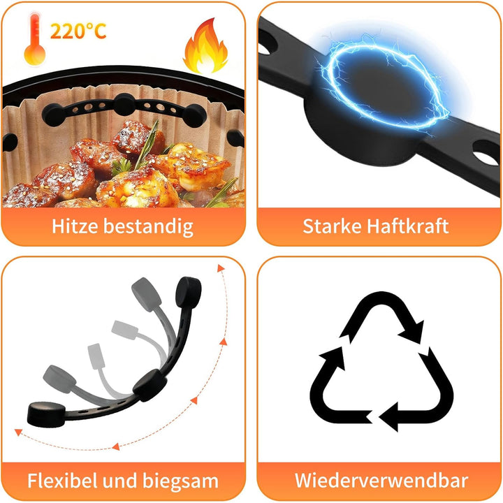 15 Stück Silikon Magnete für Airfryer Backpapier und Magnete für Heissluftfritteuse Hitzebeständig L