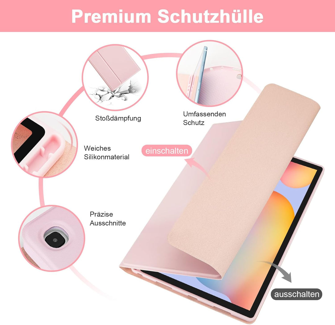 LAMA Samsung Galaxy Tab S6 Lite Hülle mit Tastatur, Kabellose Tastatur Hülle für Tab S6 Lite 10,4“ 2