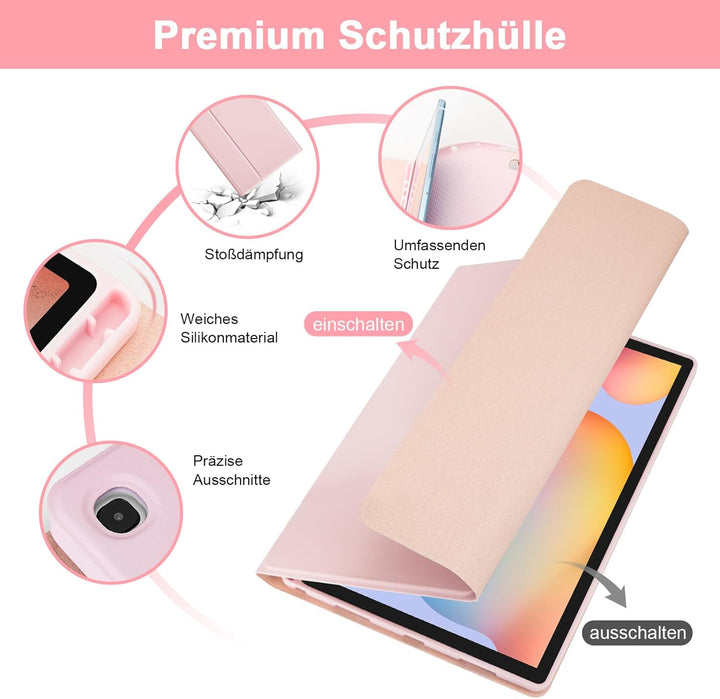 LAMA Samsung Galaxy Tab S6 Lite Hülle mit Tastatur, Kabellose Tastatur Hülle für Tab S6 Lite 10,4“ 2