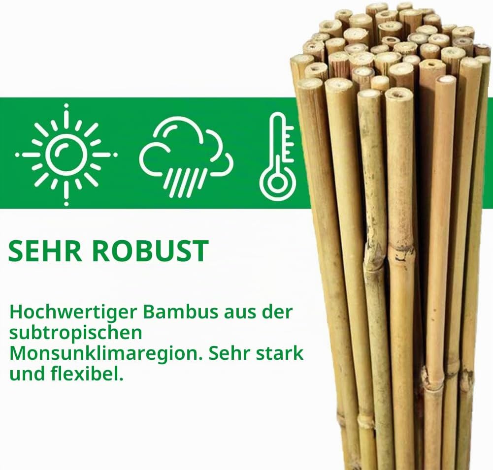 Mininfa Natürliche Bambusstäbe 60CM, Umweltfreundliche Bambusstange, Bambusstangen, Pflanzenstäbe fü