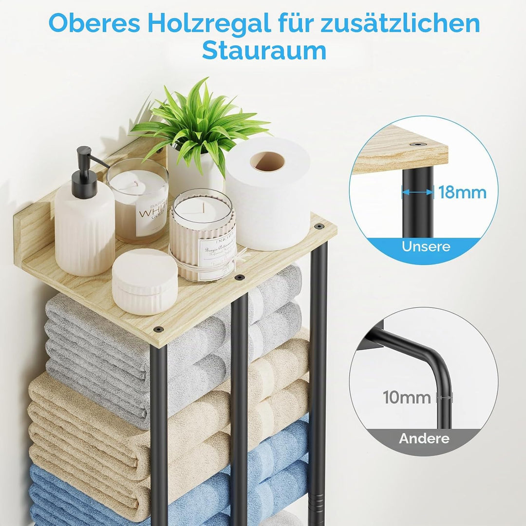 Handtuchhalter Wand – Grosse Kapazität Badezimmer Organizer – Ideal für gerollte Handtücher & Handtu