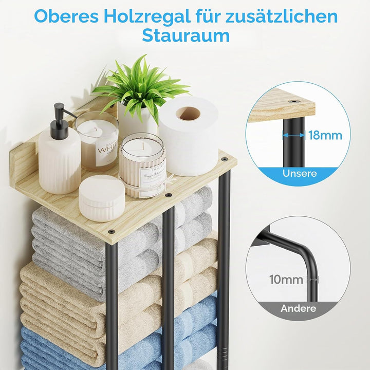 Handtuchhalter Wand – Grosse Kapazität Badezimmer Organizer – Ideal für gerollte Handtücher & Handtu