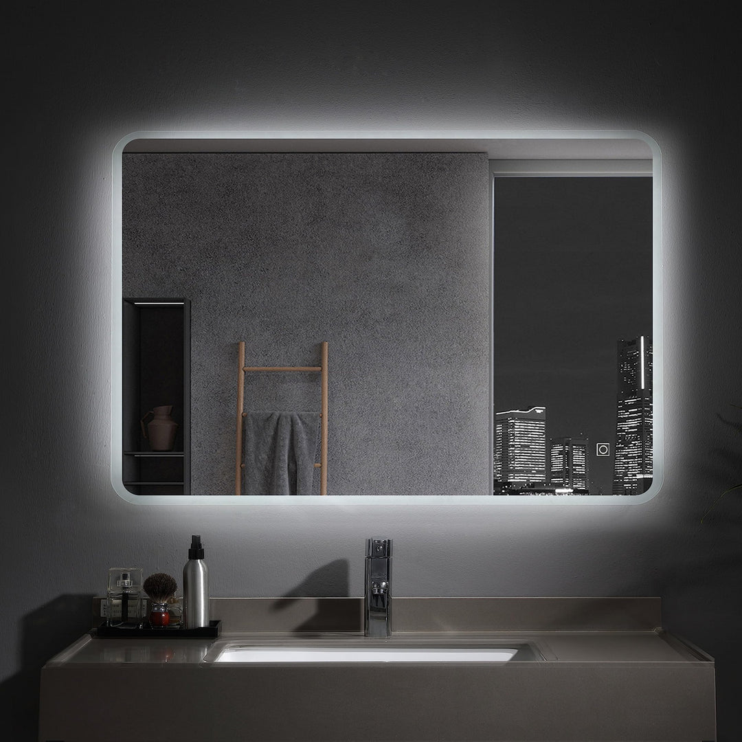 MEESALISA Badspiegel 120x70 cm mit Beleuchtung Badezimmer grosser Wandspiegel Led Spiegel mit Touch