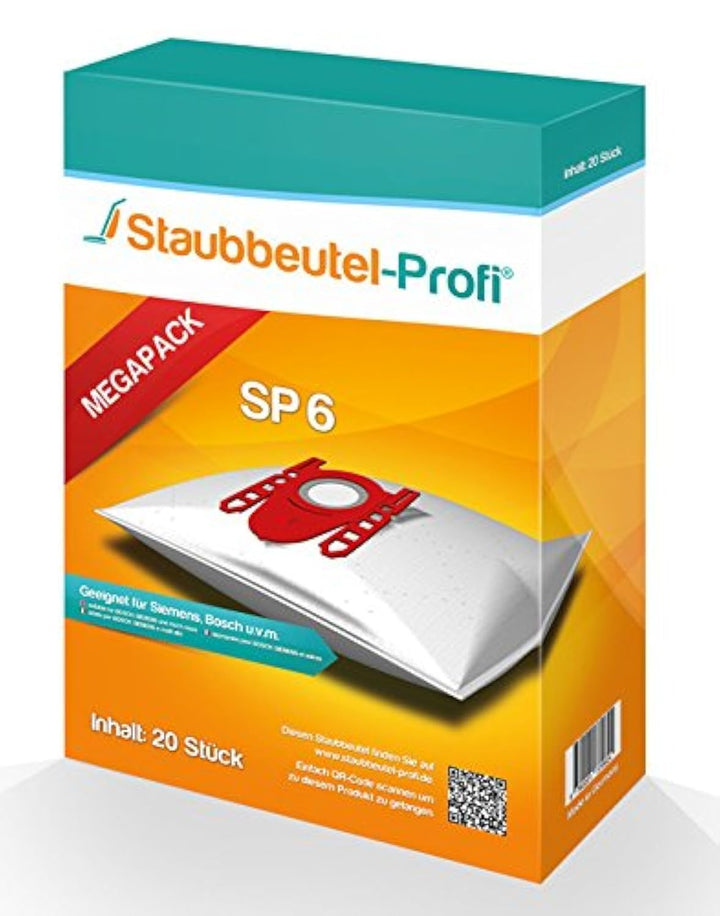 20 Staubsaugerbeutel SP6 geeignet für Siemens VS06A111