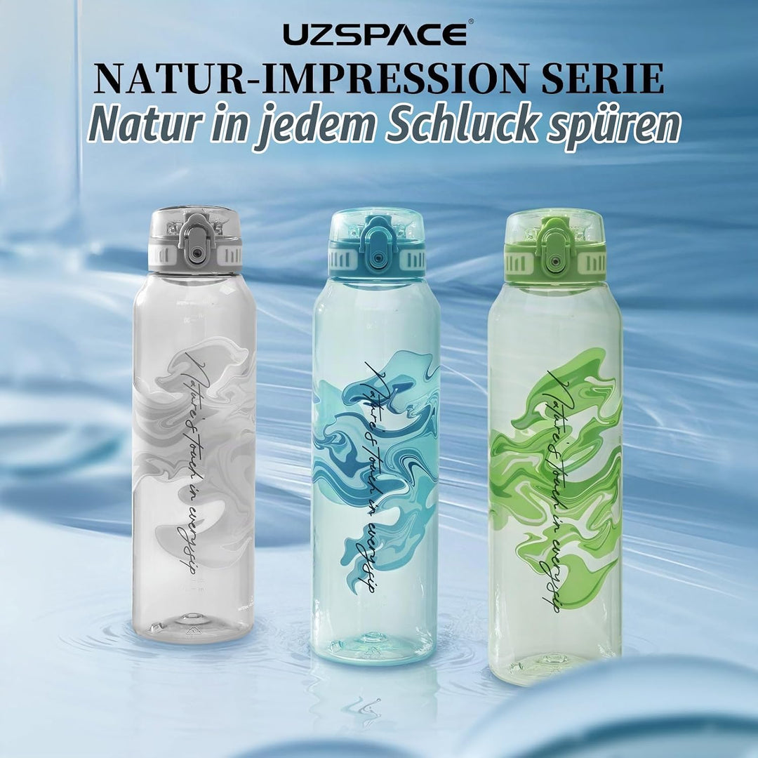 UZSPACE Trinkflasche Sport 1L, Tritan Bpa-Frei Trinkflasche Auslaufsicher mit Einhandbedienung, Kohl