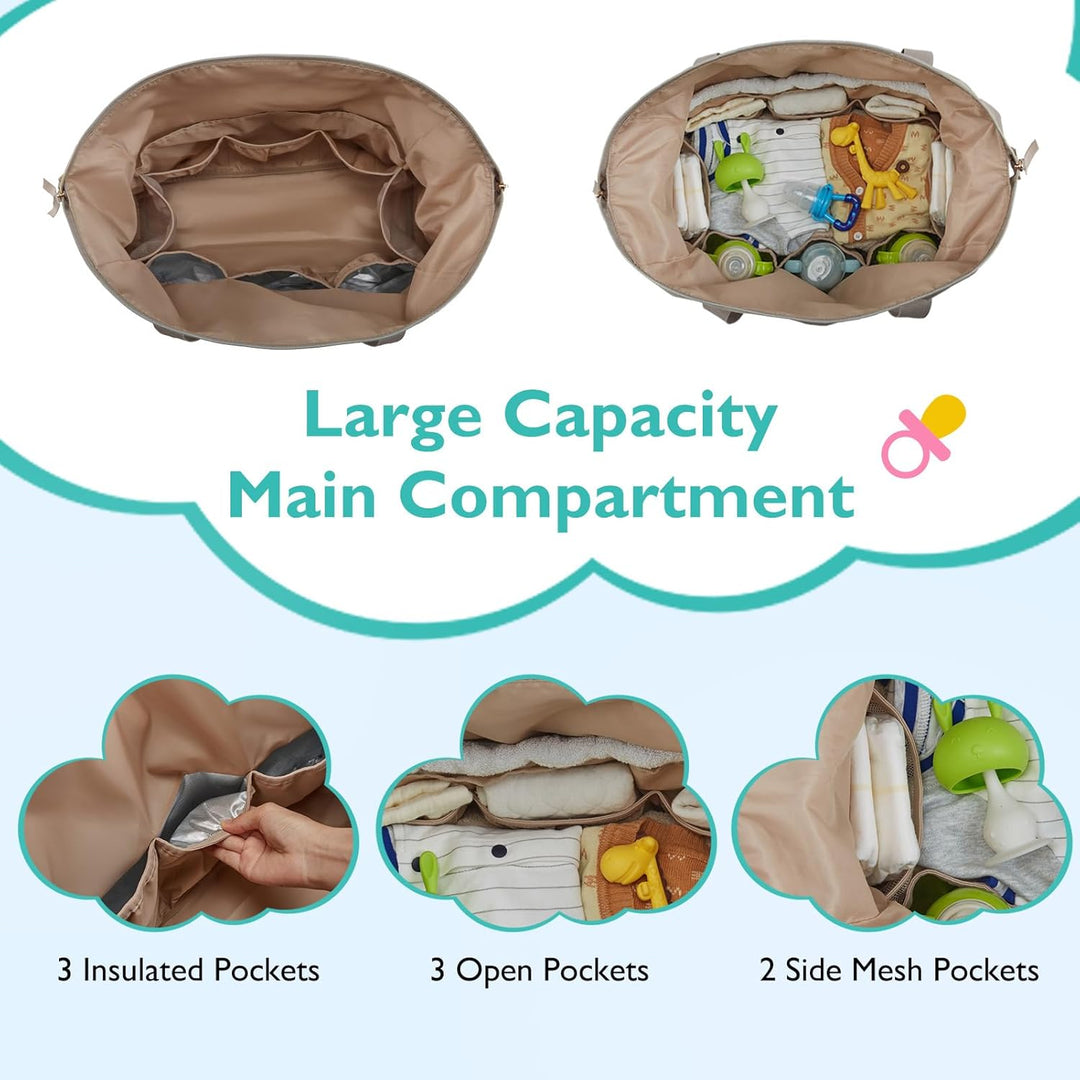 mommore Wickeltasche, geräumige Reise-Wickeltasche, Kliniktasche für die Geburt, Babytasche mit Schn