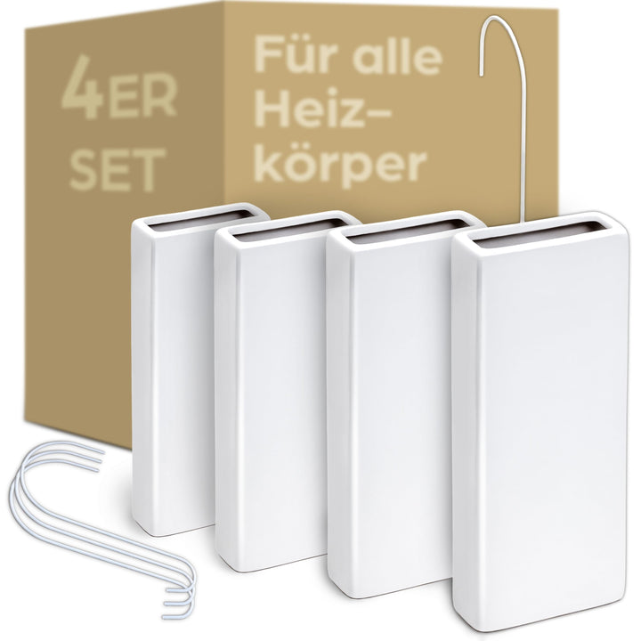 Luftbefeuchter Heizkörper aus Keramik - 4er Set mit Flexiblem Aufhängehaken - Optimale Luftfeuchtigk