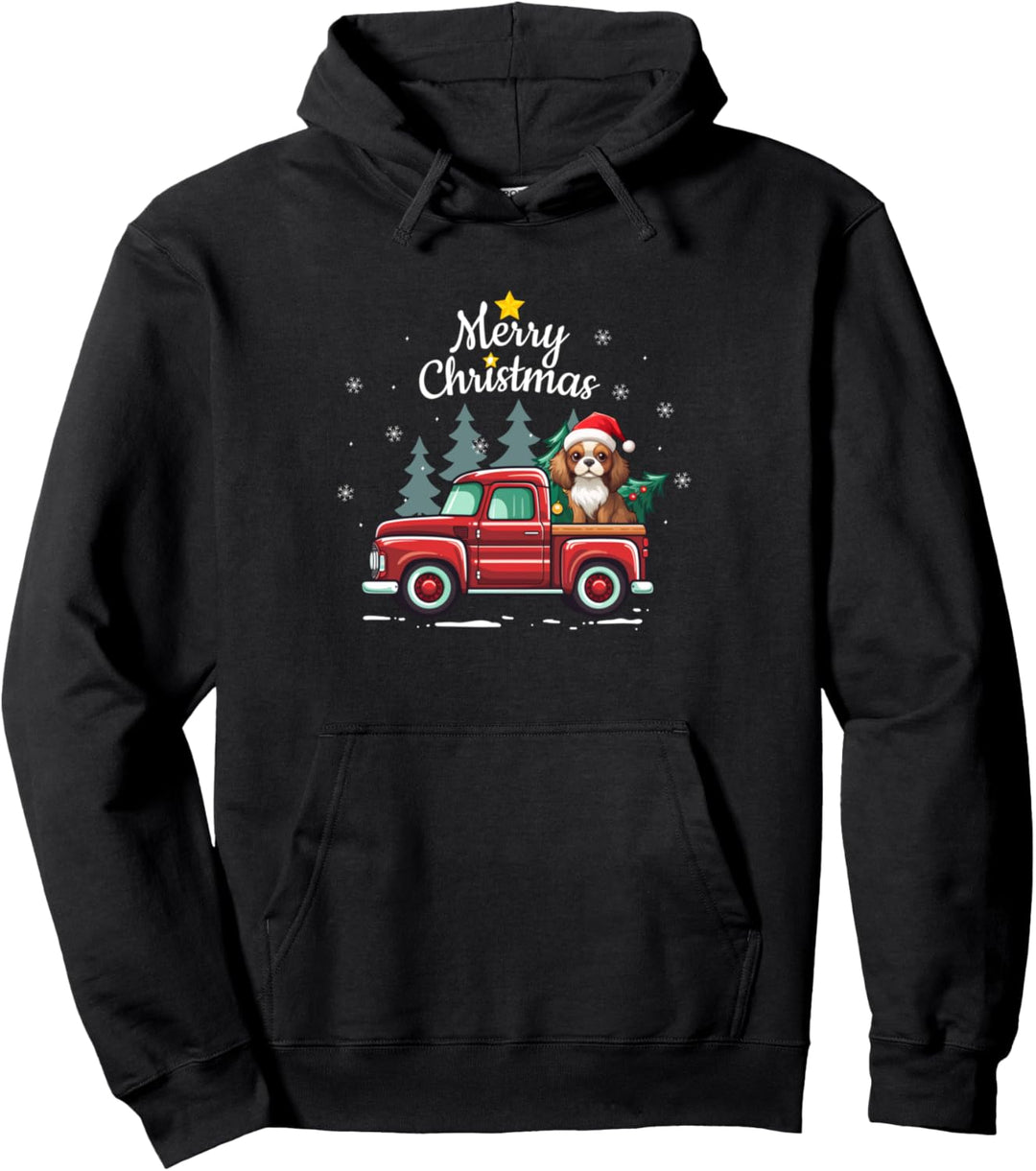 Cavalier King Charles Spaniel Weihnachten Hund Truck Plaid Pullover Hoodie