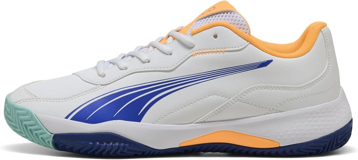 PUMA Unisex Nova Smash Tennis Shoe, 37 EU Puma White Vivid Blue Heat Fire Puma Black