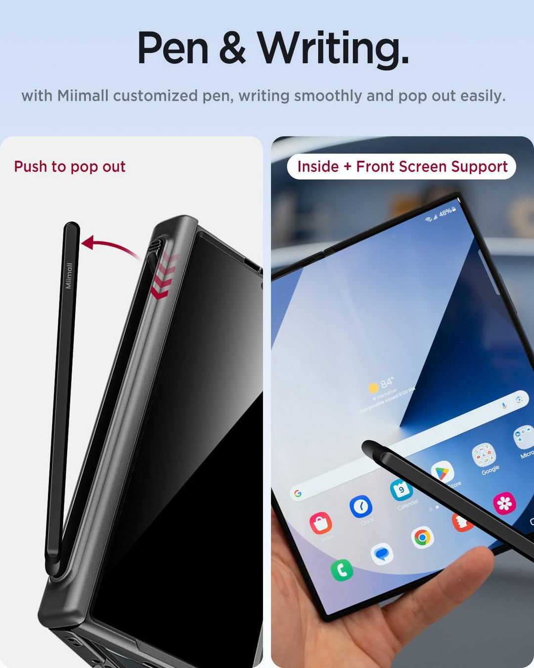 Miimall Magnetisch Hülle Kompatibel mit Samsung Galaxy Z Fold 6 Hülle mit S-Pen &Stifthalter, [Anti-