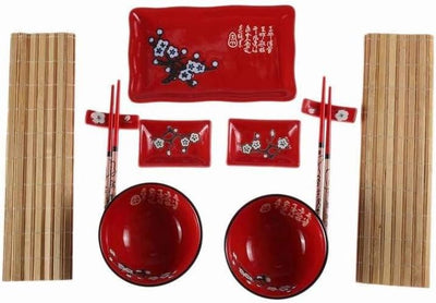 Lachineuse Set Ambiente japanische Mahlzeiten Rot,schwarz,weiss, Rot,schwarz,weiss