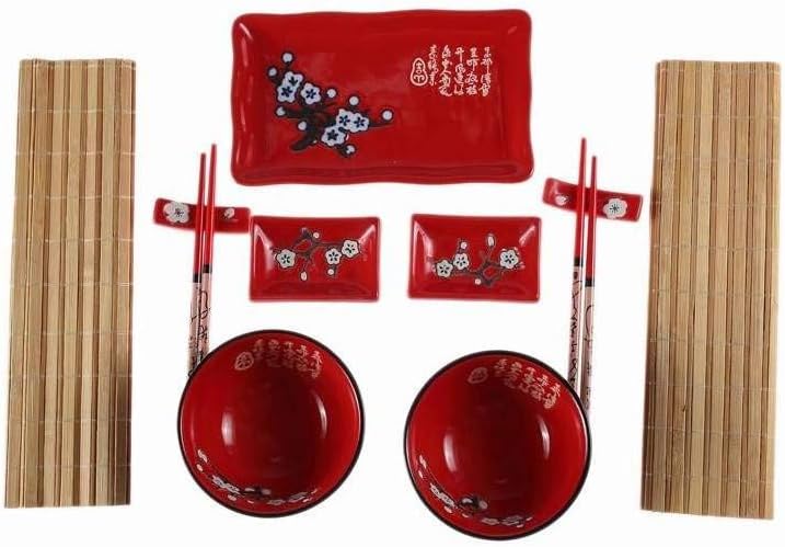 Lachineuse Set Ambiente japanische Mahlzeiten Rot,schwarz,weiss, Rot,schwarz,weiss