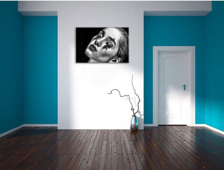 Pixxprint Dark Rotes Auge als Leinwandbild | Grösse: 100x70 | Wandbild| Kunstdruck | fertig bespannt