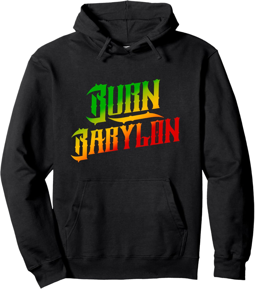 Burn Babylon Rasta Colors Reggae Pullover Hoodie