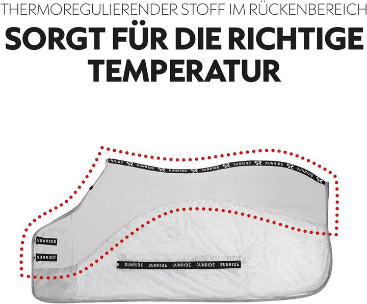 SUNRIDE Transportdecke/Fliegendecke Dubai inkl. abnehmbarem Halsteil - für Pferde - mit Bauchlatz un