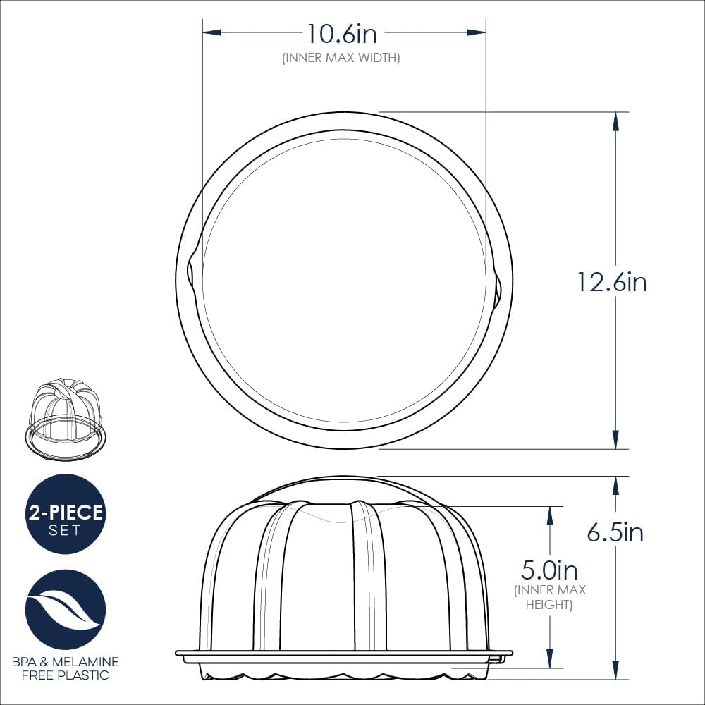 Nordic Ware Kuchencontainer, Kunststoff, Transparent, 33cm Gugelhupf durchscheinende Kuppel Kuchenha