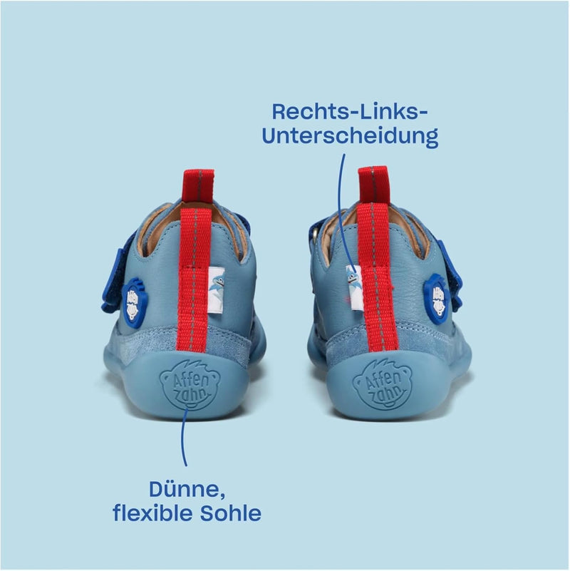 Affenzahn Barfussschuh Leder Buddy mit Klettverschluss, weich, rutschfest, für Jungen und Mädchen in