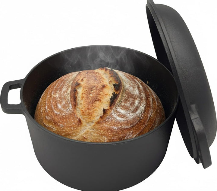 Homira Gusseisentopf 26 cm – Brotbackform & Pfanne in einem, Induktionsgeeignet Brotbacktopf, Brotba