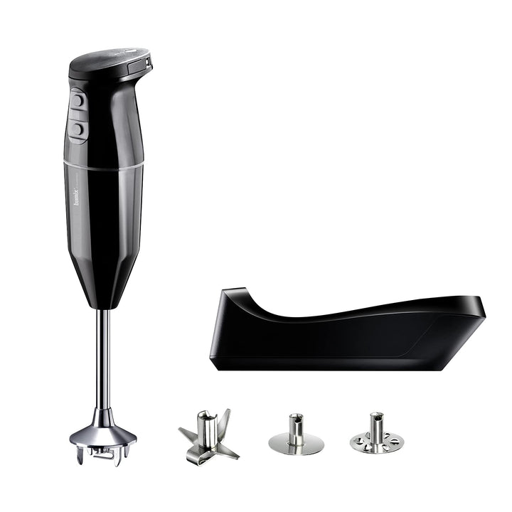bamix Stabmixer Set cordless kabellos, inkl. Ladestation, Multimesser, Quirl, Schlagscheibe aus Edel