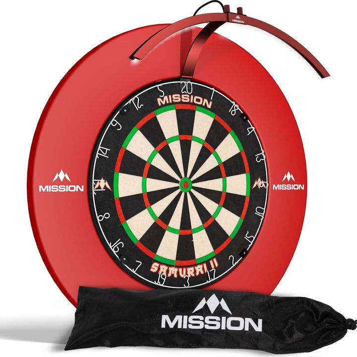 Mission Darts TOR100 Torus 100 | Dartscheibe LED klappbar tragbar Dartscheibe Reise Beleuchtungssyst