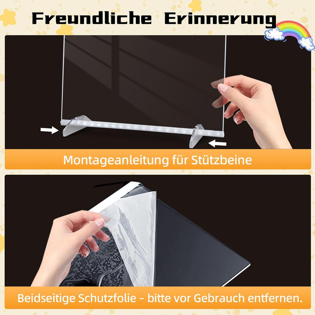 Led Zeichenbrett, Leuchtendes Led Zeichenbrett für Kinder mit 8 Farben & 6 Modi, 35x25cm Acryl Schre