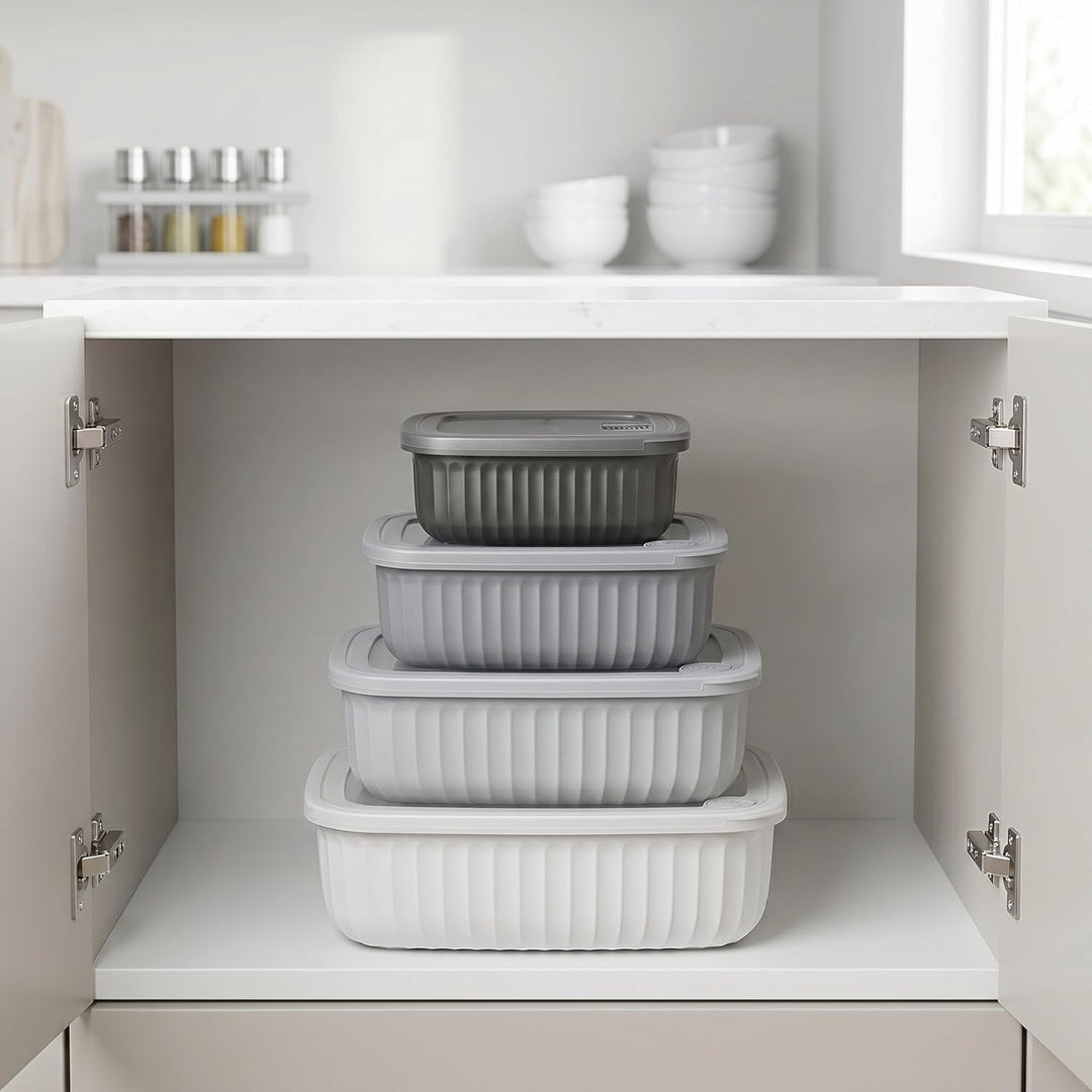 Arendo – Lunchbox - Vorratsdosen Set mit Deckel – 4 Dosen bis zu 4 Liter – Dampf-/Druckventil – inei