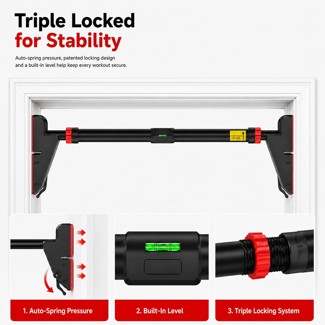 Klimmzugstange Türrahmen Ohne Schrauben, Verstellbare Pull Up Bar 30''-37'' für Tür & Wand, Tragkraf