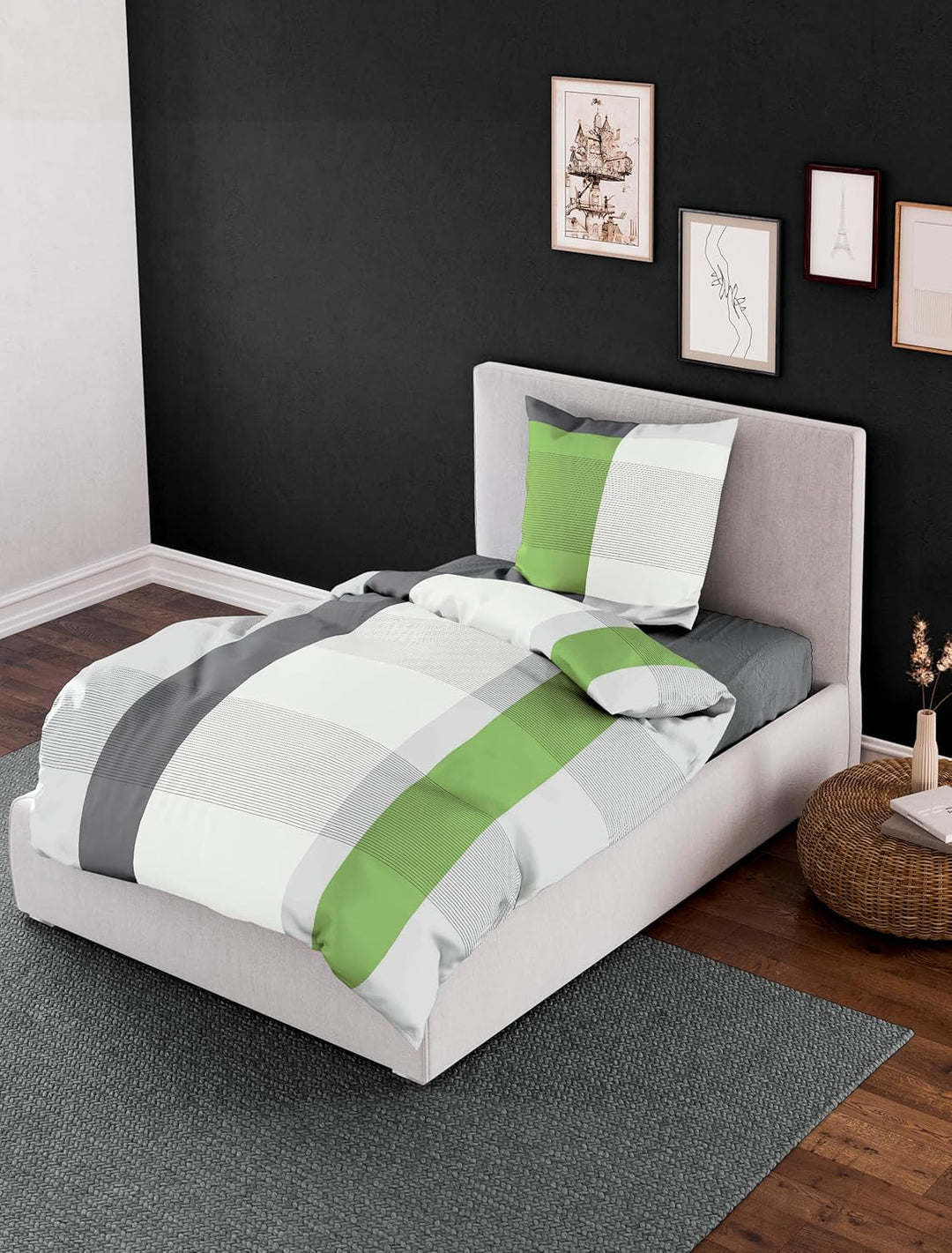 Bierbaum Bettwäsche 4643, Mako-Satin, Made in Germany, silber 06, 135x200 + 80x80 cm Silber 135 x 20