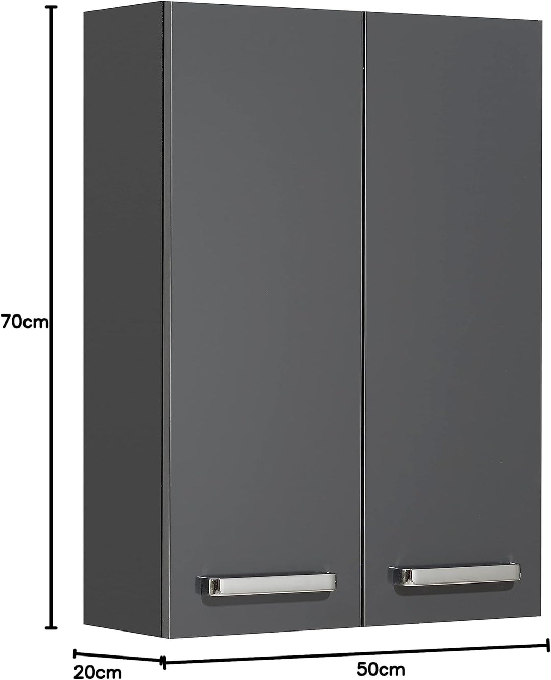 Pelipal Badezimmer Hängeschrank Quickset 311 in Anthrazit Glanz, 60 cm breit | Bad Wandschrank mit 2