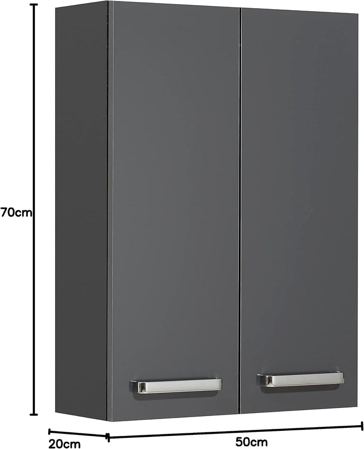 Pelipal Badezimmer Hängeschrank Quickset 311 in Anthrazit Glanz, 60 cm breit | Bad Wandschrank mit 2