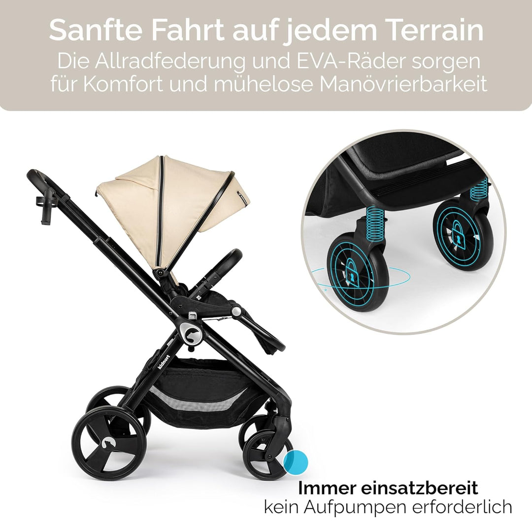 Isbjörn Kinderbuggy ab Geburt bis 22 kg, klappbar mit Liegefunktion, umsetzbare Sitzeinheit, grosse