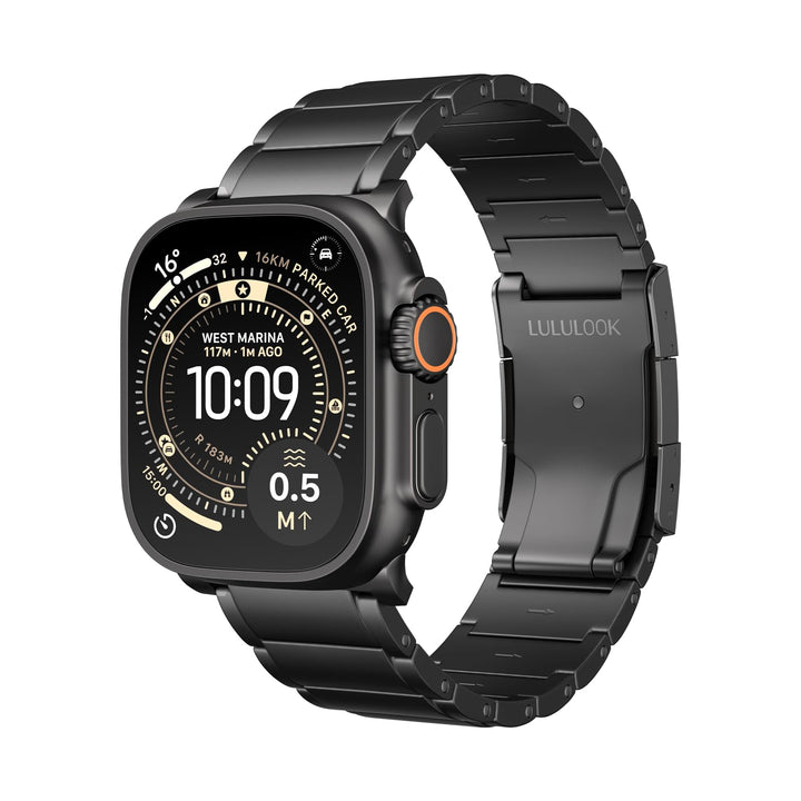 LULULOOK Titan Armband für Apple Watch Ultra 3/2/1 Armband 49mm, DLC Titanium Schwarz Grad 2 Ersatza